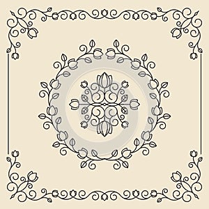 Vintage ornaments and dividers. Design elements set. Ornate floral frames and banners. Vector graphic elements for design.