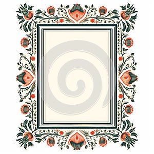 Vintage Ornate Frame With Red And Orange Flowers