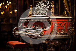 Vintage ornate piano in luxurious interior