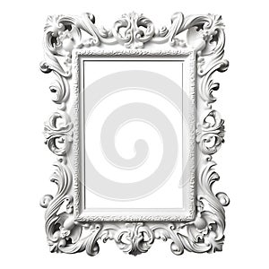 Vintage ornate picture frame isolated over white background. Painted antique retro old baroque victorian style frame mock up