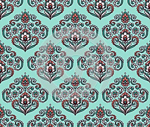 Vintage ornate seamless pattern with Eastern floral elements. Ornamental vector background.