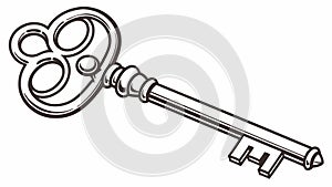 Vintage Ornate Skeleton Key, Unlocking Mystery Symbol Vector Design Generative AI