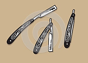 Vintage Ornate Straight Razors.