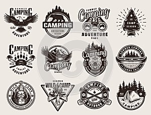 Vintage outdoor adventure emblems photo