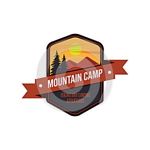 Vintage outdoor camp badges and logo emblems vector design