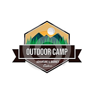 Vintage outdoor camp badges and logo emblems vector design