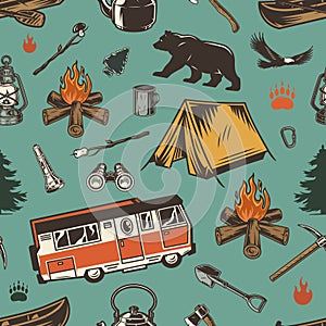 Vintage outdoor recreation seamless pattern