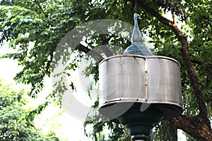 Vintage outdoor speaker in public park