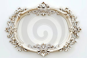 Vintage oval frame with ornaments on a white background Ai photo