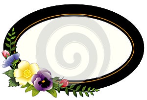 Vintage Oval Frame with Pansies & Roses