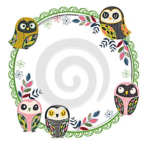 Vintage owl frame layout 2