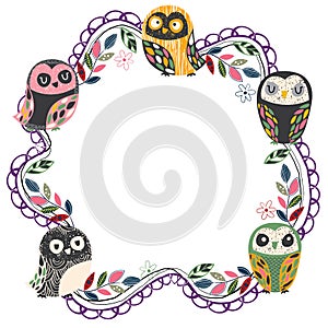 Vintage owl frame layout 4