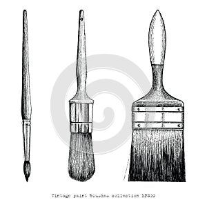 Vintage paint brushes collection hand drawing photo