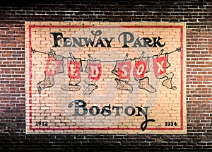 Vintage Painting on the Brick Wall of Fenway Park