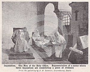 Vintage painting of the Inquisition:  The Men of the Holy Office.