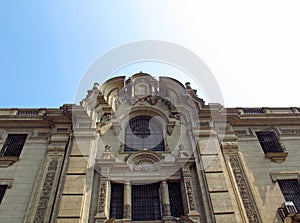 The vintage palace on Plaza de Armas, Plaza Mayor, Lima city, Peru, South America