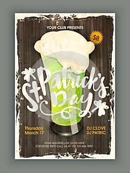 Vintage Pamphlet, Banner or Flyer for Patrick's Day.