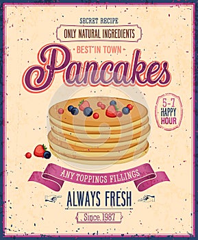 Vintage Pancakes Poster.