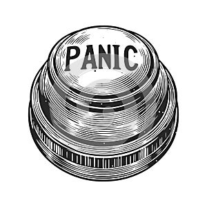 Panic button vintage engraving sketch vector