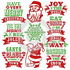 Vintage Paper Cut Christmas Word Art Set