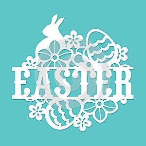 Vintage Paper Cut Easter Floral Egg Rabbit Title