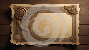Vintage paper with a steam punk design and a well weathered look with copy space