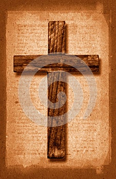 Vintage Paper Texture With Wooden Cross