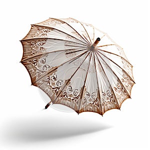 a vintage parasol umbrella showcased on a clean white background.