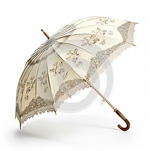 a vintage parasol umbrella showcased on a clean white background.
