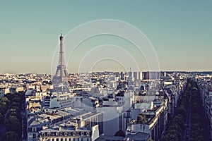 Vintage Paris skyline with Eiffel Tower