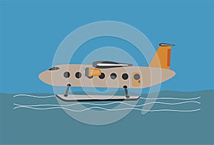 Vintage Passenger Float Plane in sea background