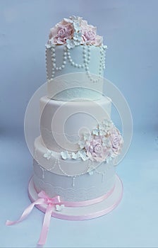 Vintage pastel 3 tier wedding cake