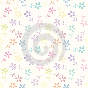 Vintage pastel colors simple seamless repeat design. Floral repeating  vector pattern.