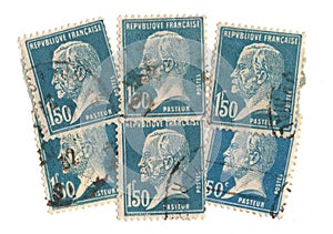 Vintage Pasteur postage stamps from France.