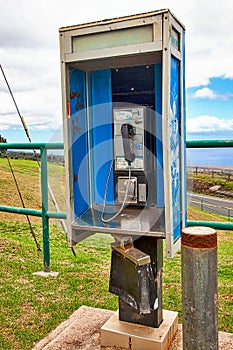 Vintage Pay Phone in a rural area