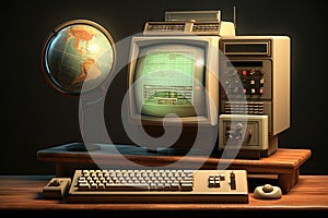 Vintage personal computer on desktop. Generative AI