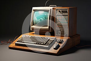 Vintage personal computer on desktop. Generative AI