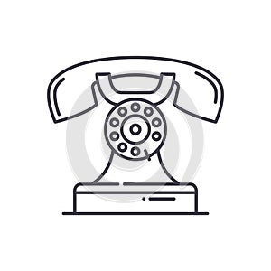Vintage phone icon, linear isolated illustration, thin line vector, web design sign, outline concept symbol with