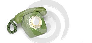 Vintage Phones - Green retro telephone white background