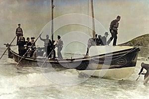 Vintage Photo 1900 Aberystwyth Lifeboat, Wales, UK