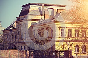 Vintage photo of abandoned house