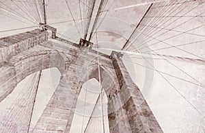 Vintage photo of Brooklyn Bridge in New York City