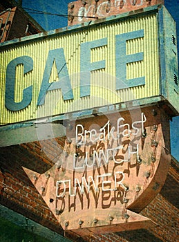 Vintage photo of cafe sign