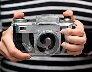 Vintage photo camera, soft focus