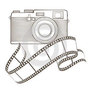 Vintage photo camera with vignette photo