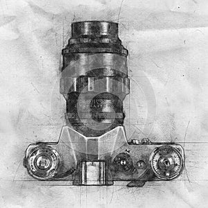 Vintage Photo Cameras Picture 35mm skech photo