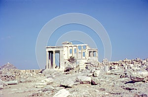 Vintage photo circa 1960s, Erechtheion, ancient temple, Athens Greece.