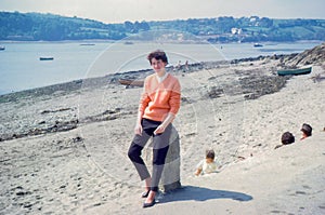 Vintage photo circa 1963 young woman, Helford Passage, Cornwall.