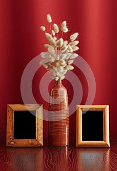 Vintage photo-frames and ikebana