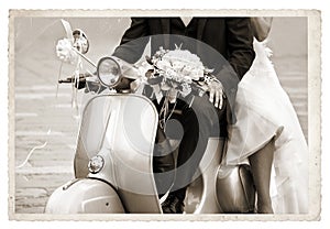 Vintage photo with newlywed